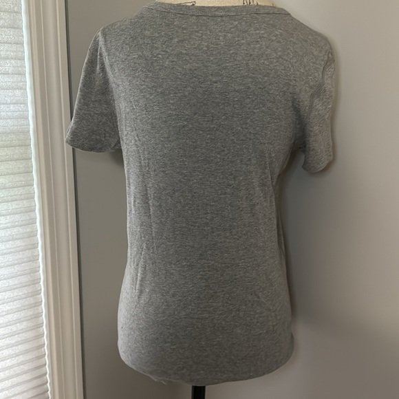 Three Dots Gray Tee Cut Out Neck Short Sleeves - Picture 5 of 8